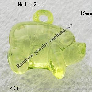 Transparent Acrylic Pendant, Animal 20x18mm Hole:2mm, Sold by Bag
