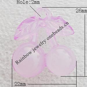 Transparent Acrylic Pendant, 22x26mm Hole:2mm, Sold by Bag