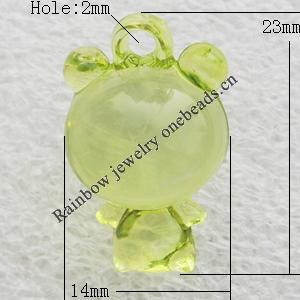 Transparent Acrylic Pendant, Animal 14x23mm Hole:2mm, Sold by Bag