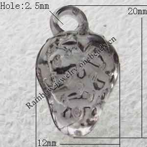 Transparent Acrylic Pendant, Fruit 12x20mm Hole:2.5mm, Sold by Bag