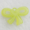 Imitate Jade Acrylic Pendant, Bowknot 49x32mm Hole:3mm, Sold by Bag