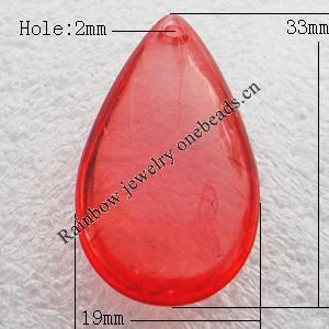 Transparent Acrylic Pendant, Teardrop 19x33mm Hole:2mm, Sold by Bag