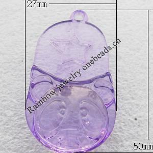 Transparent Acrylic Pendant, Hat 27x50mm Hole:2mm, Sold by Bag