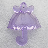 Transparent Acrylic Pendant, Umbrella 37x49mm Hole:3mm, Sold by Bag