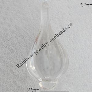 Transparent Acrylic Pendant, 26x62mm Hole:2mm, Sold by Bag
