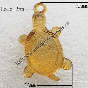 Transparent Acrylic Pendant, Animal 20x35mm Hole:3mm, Sold by Bag