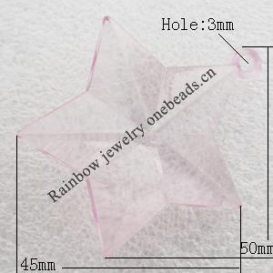 Transparent Acrylic Pendant, Star 45x50mm Hole:3mm, Sold by Bag