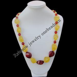 Imitate Amber Necklace, 29x28mm Length:26.8inch Sold by Bag