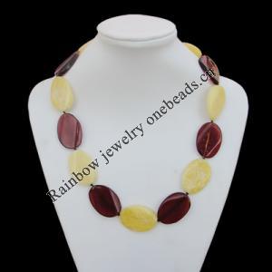 Imitate Amber Necklace, 24x35mm Length:21.7inch Sold by Bag