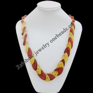Imitate Amber Necklace, 23x45x7mm Length:25.6inch Sold by Bag