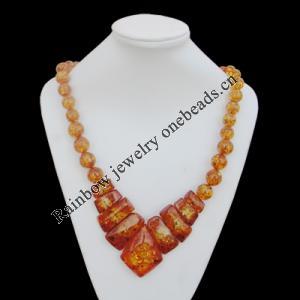 Imitate Amber Necklace, 56x42x15mm Length:24inch Sold by Bag