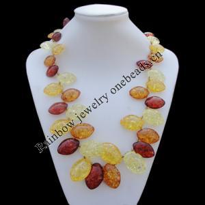 Imitate Amber Necklace, 24x36x13mm Length:23.6inch Sold by Bag