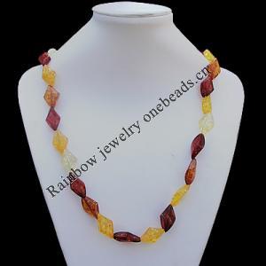 Imitate Amber Necklace, 15x25x7mm Length:25.6inch Sold by Bag