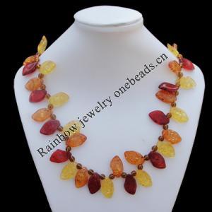 Imitate Amber Necklace, 14x24x6mm Length:25.2inch Sold by Bag