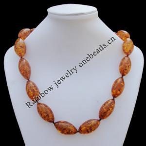 Imitate Amber Necklace, 18x35mm Length:23.6inch Sold by Bag