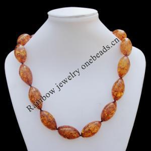 Imitate Amber Necklace, 17x30mm Length:22.8inch Sold by Bag