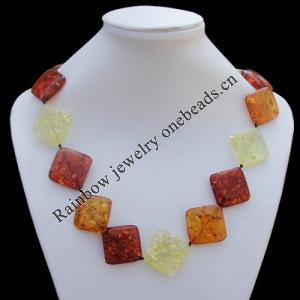 Imitate Amber Necklace, 32x32x8mm Length:21.3inch Sold by Bag