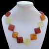 Imitate Amber Necklace, 32x32x8mm Length:21.3inch Sold by Bag