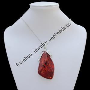 Imitate Amber Necklace, 40x75x17mm Length:23.2inch Sold by Bag