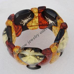 Imitate Amber bracelet, 43x31mm 41x28mm Length:9.5inch Sold by Bag