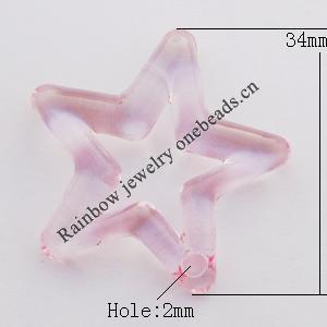 Transparent Acrylic Pendant,Hollow Star 34x6mm Hole:2mm, Sold by Bag