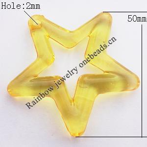 Transparent Acrylic Pendant,Hollow Star 50x9mm Hole:2mm, Sold by Bag