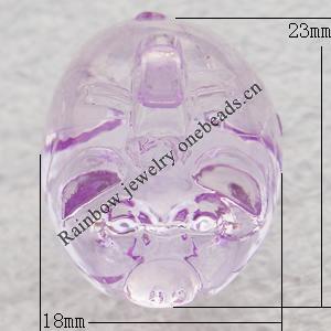 Transparent Acrylic Pendant, Animal 18x23x22mm Hole:2mm, Sold by Bag