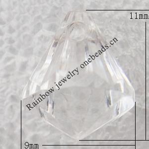 Transparent Acrylic Pendant, Faceted Teardrop 9x11mm Hole:1mm, Sold by Bag