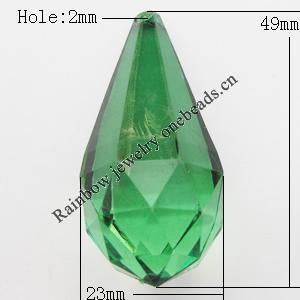 Transparent Acrylic Pendant, Teardrop 23x49mm Hole:2mm, Sold by Bag