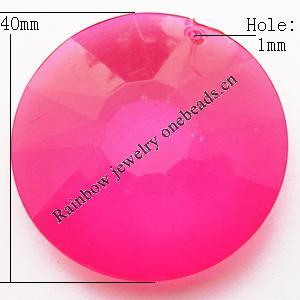 Transparent Acrylic Pendant, Flat Round 40mm Hole:1mm, Sold by Bag