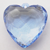 Transparent Acrylic Pendant, Heart 41x41mm Hole:3mm, Sold by Bag