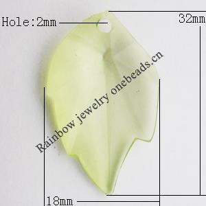 Transparent Acrylic Pendant, Leaf 18x32mm Hole:2mm, Sold by Bag