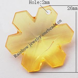 Transparent Acrylic Pendant, Flower 26x26mm Hole:2mm, Sold by Bag