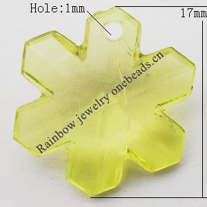 Transparent Acrylic Pendant, Flower 17x17mm Hole:1mm, Sold by Bag