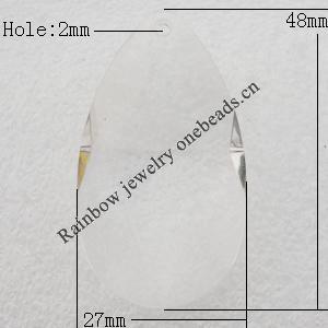 Transparent Acrylic Pendant, Teardrop 27x48mm Hole:2mm, Sold by Bag