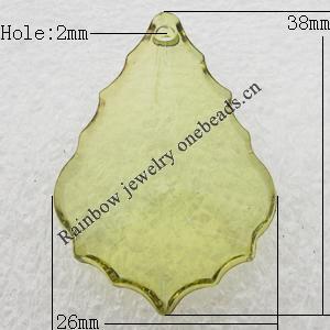 Transparent Acrylic Pendant, Leaf 26x38mm Hole:2mm, Sold by Bag