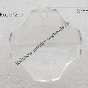 Transparent Acrylic Pendant, 27x27mm Hole:2mm, Sold by Bag