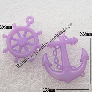 Solid Acrylic Pendant, Mixed Wheel:26x30mm Anchor:28x32mm Hole:2mm, Sold by Bag