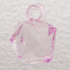 Transparent Acrylic Pendant, Faceted Cube 10x13mm Hole:2mm, Sold by Bag