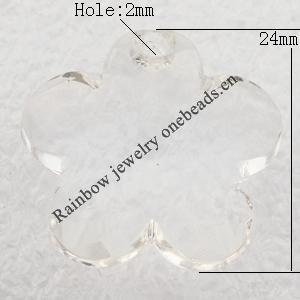 Transparent Acrylic Pendant, Flower 24x24mm Hole:2mm, Sold by Bag