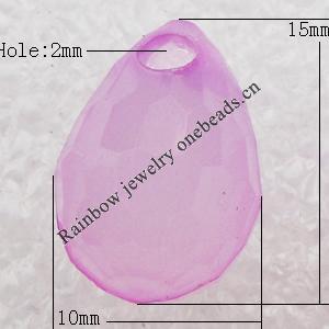 Transparent Acrylic Pendant, Faceted Teardrop 10x15mm Hole:2mm, Sold by Bag