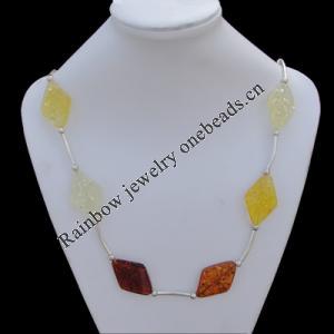 Imitate Amber Necklace, 36x24.5x7mm Length:31.9inch Sold by Bag