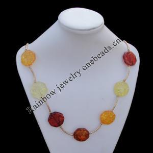 Imitate Amber Necklace, 26.5x7.5mm Length:31.1inch Sold by Bag
