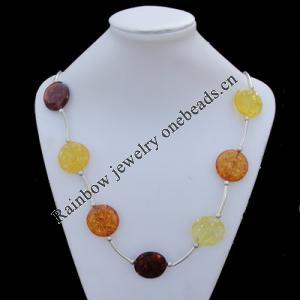 Imitate Amber Necklace, 28x8mm Length:33.1inch Sold by Bag