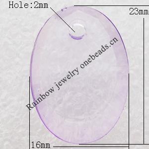  Transparent Acrylic Pendant, Faceted Flat Oval 16x23mm Hole:2mm, Sold by Bag