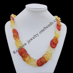 Imitate Amber Necklace, 35x25x6mm Length:25.2inch Sold by Bag