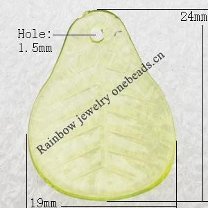 Transparent Acrylic Pendant, Leaf 19x24mm Hole:1.5mm, Sold by Bag