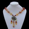 Imitate Amber Necklace, 18x12mm Length:28.3inch Sold by Bag