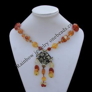 Imitate Amber Necklace, 18x12mm Length:28.3inch Sold by Bag