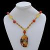 Imitate Amber Necklace, 63x37x24mm Length:27.2inch Sold by Bag